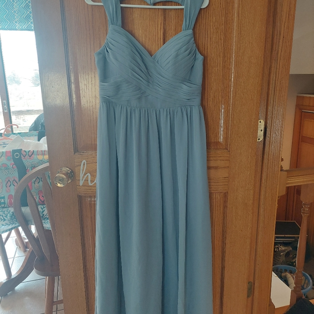 AZAZIE RAINEA-Line Sweetheart Neckline Chiffon Floor-Length Dress Dusty Blue